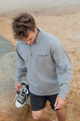 Comfort Wash Mens 1/4 Zip LC Nautical Flags