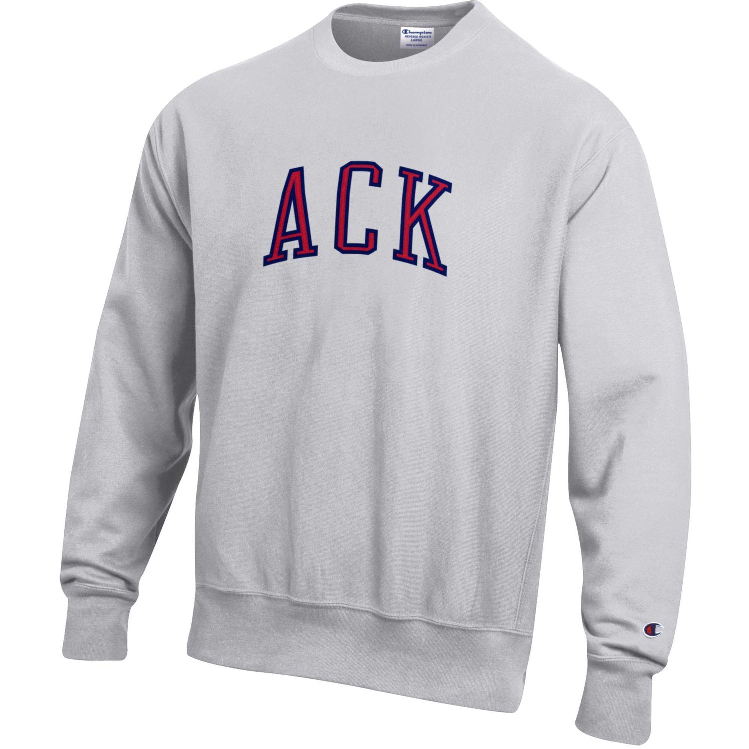 Champion Mens CN Reverse Weave Emb ACK, Color: Light Grey, Size: XS