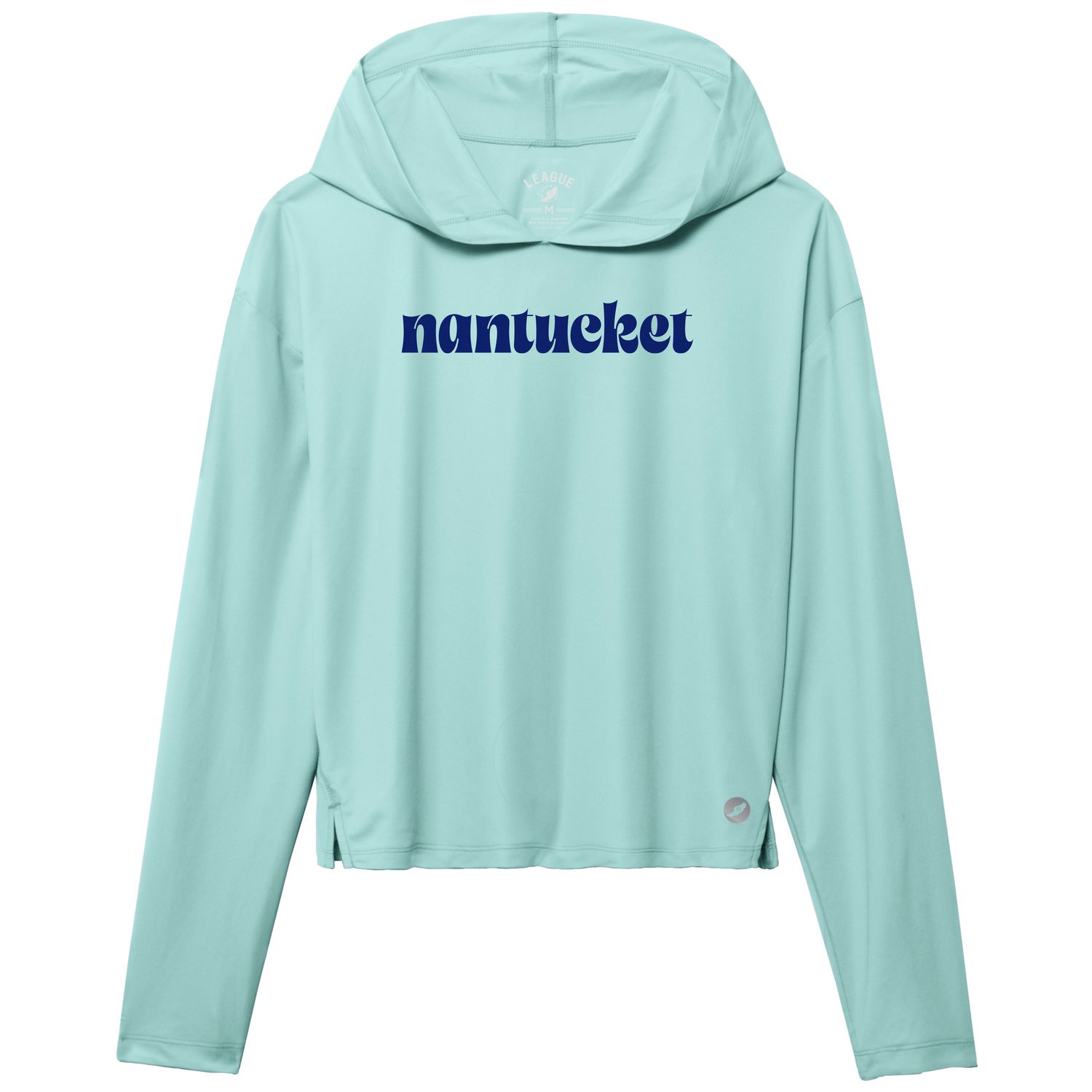League Ladies Long Sleeve with Hood Retro Nantucket, Size: S, Color: Light Blue