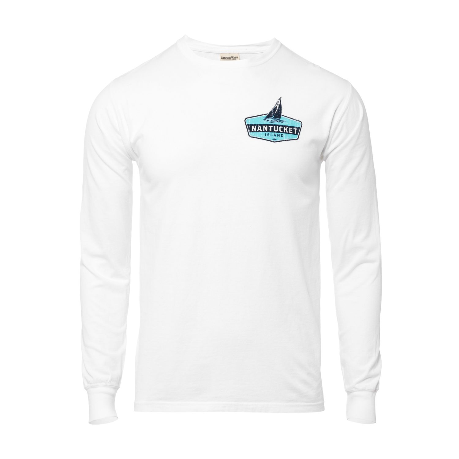 Comfort Wash Mens LST Sailboat Shield, Color: White, Size: S