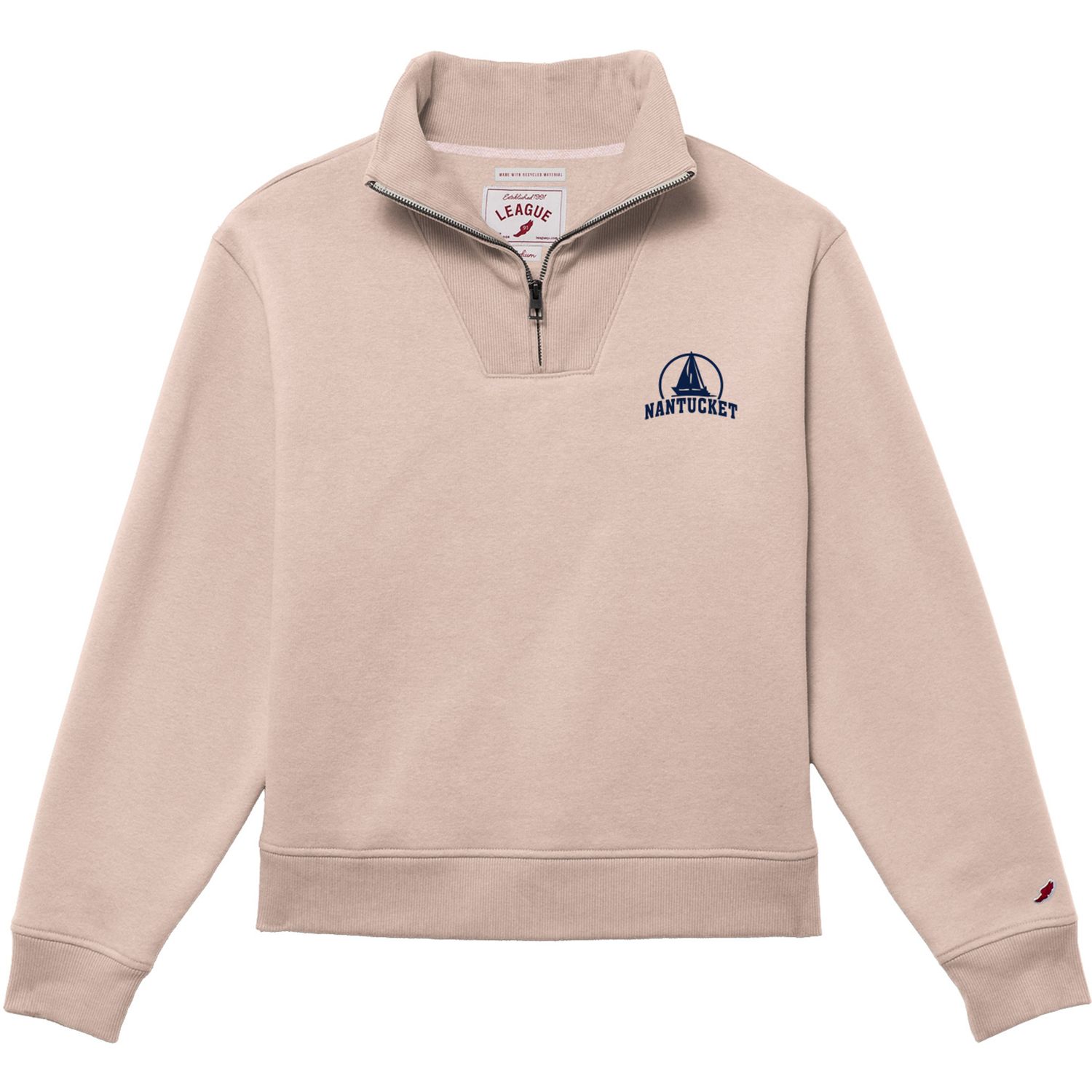 League Ladies 1/4 Zip LC Sailboat over Nantucket
