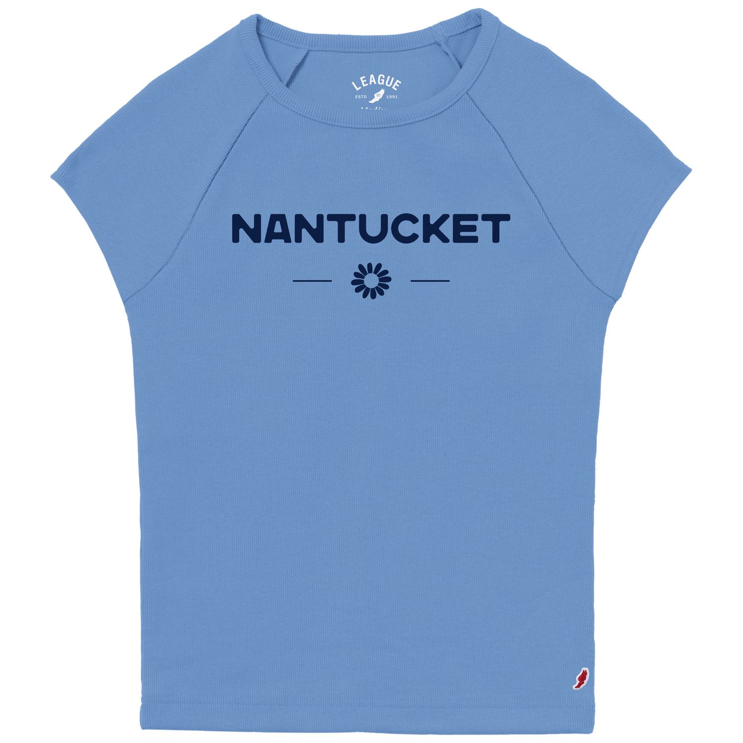League Ladies Tee Nantucket over Flower, Color: Light Blue, Size: S