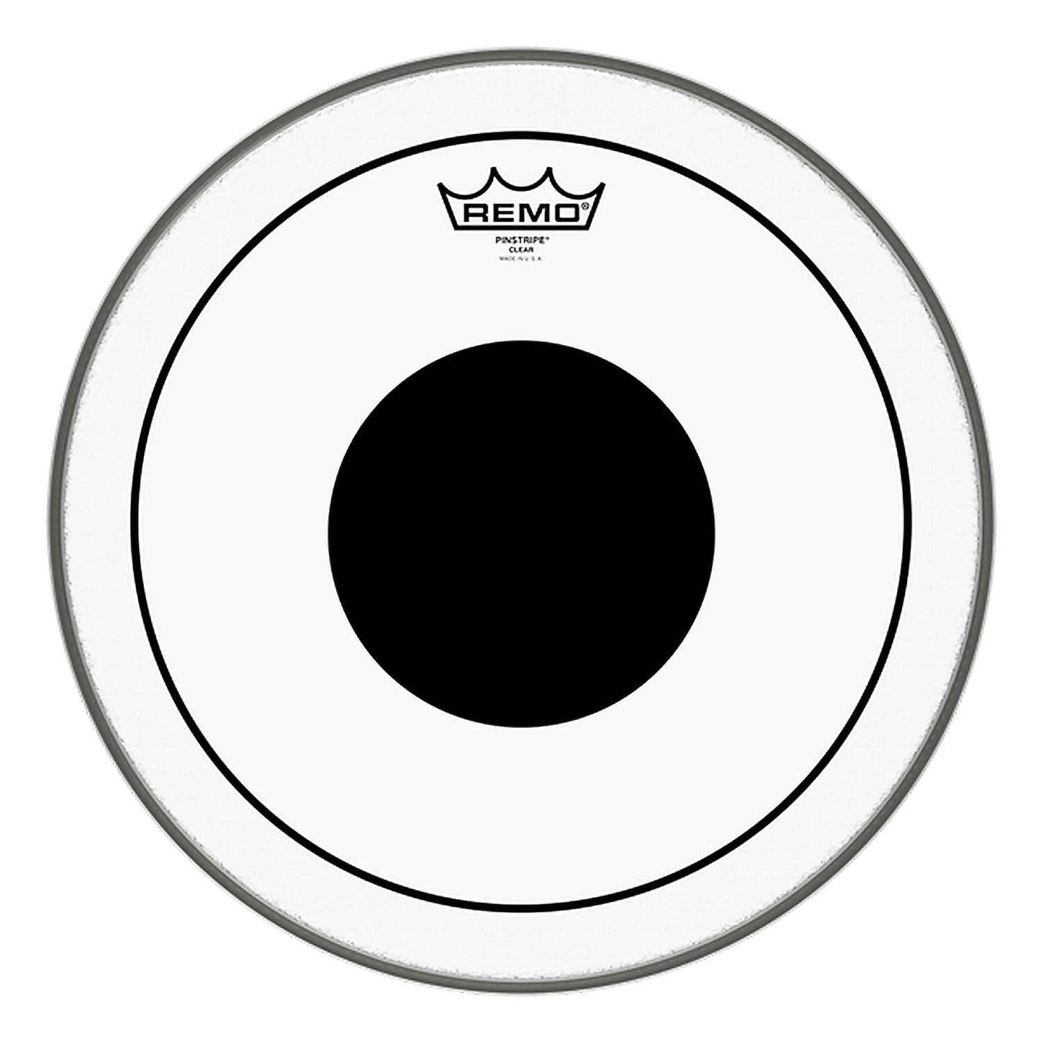 Remo Clear Pinstripe with Dot Bass Drum