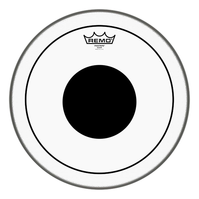 Remo Clear Pinstripe with Dot Bass Drum