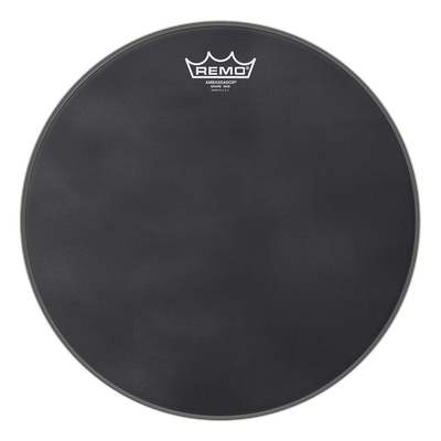 Remo Black Suede Ambassador Snare Side