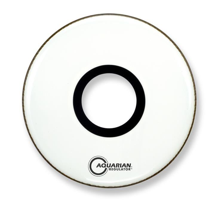Aquarian Regulator White Video Gloss Bass Drum w/ 7&quot; Center Hole