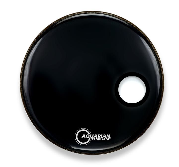 Aquarian Regulator Black Video Gloss Bass Drum w/ 4.75&quot; Offset Hole