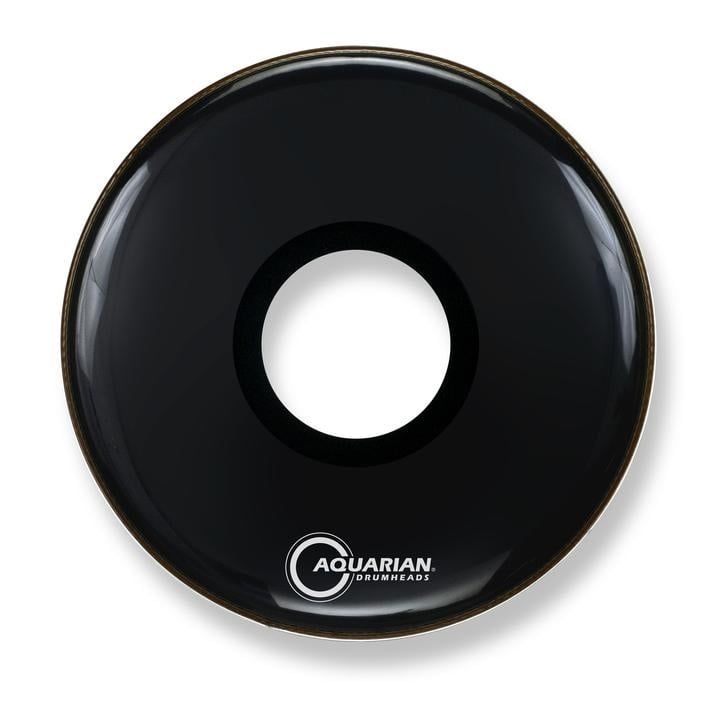 Aquarian Black Video Gloss Bass Drum w/ 7&quot; Center Port