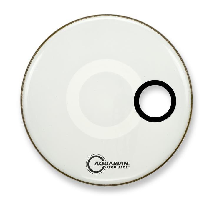 Aquarian Regulator White Video Gloss Bass Drum w/ 4.75&quot; Offset Hole
