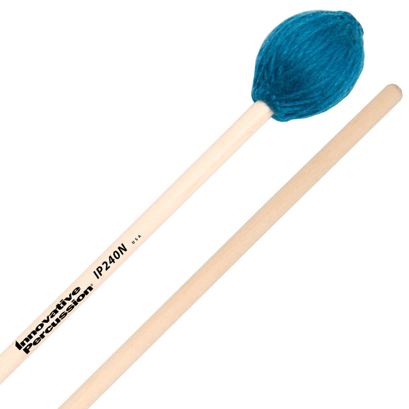 IP MEDIUM MARIMBA MALLETS - TEAL YARN - NATURAL BIRCH