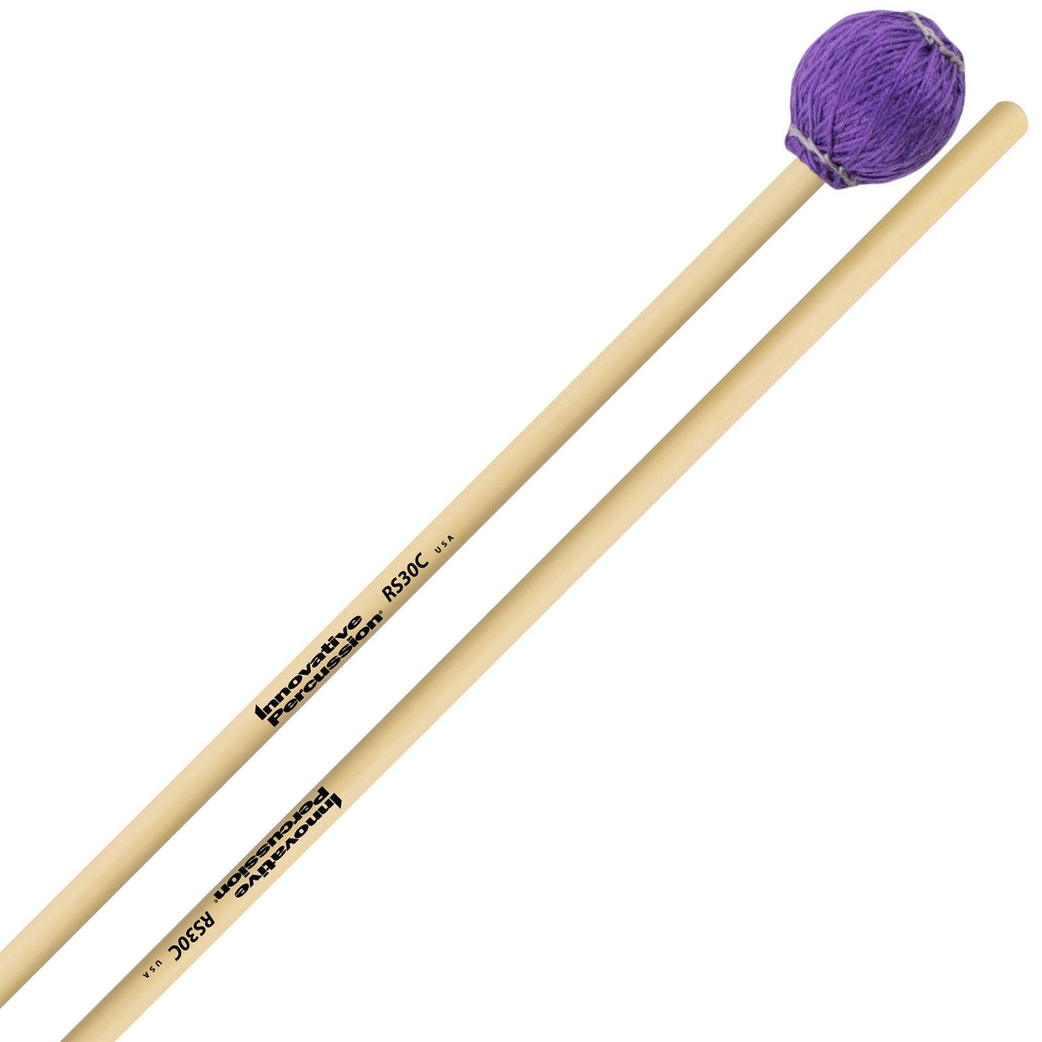 IP MEDIUM-HARD MARIMBA / VIBRAPHONE MALLETS - PURPLE CORD - RATTAN