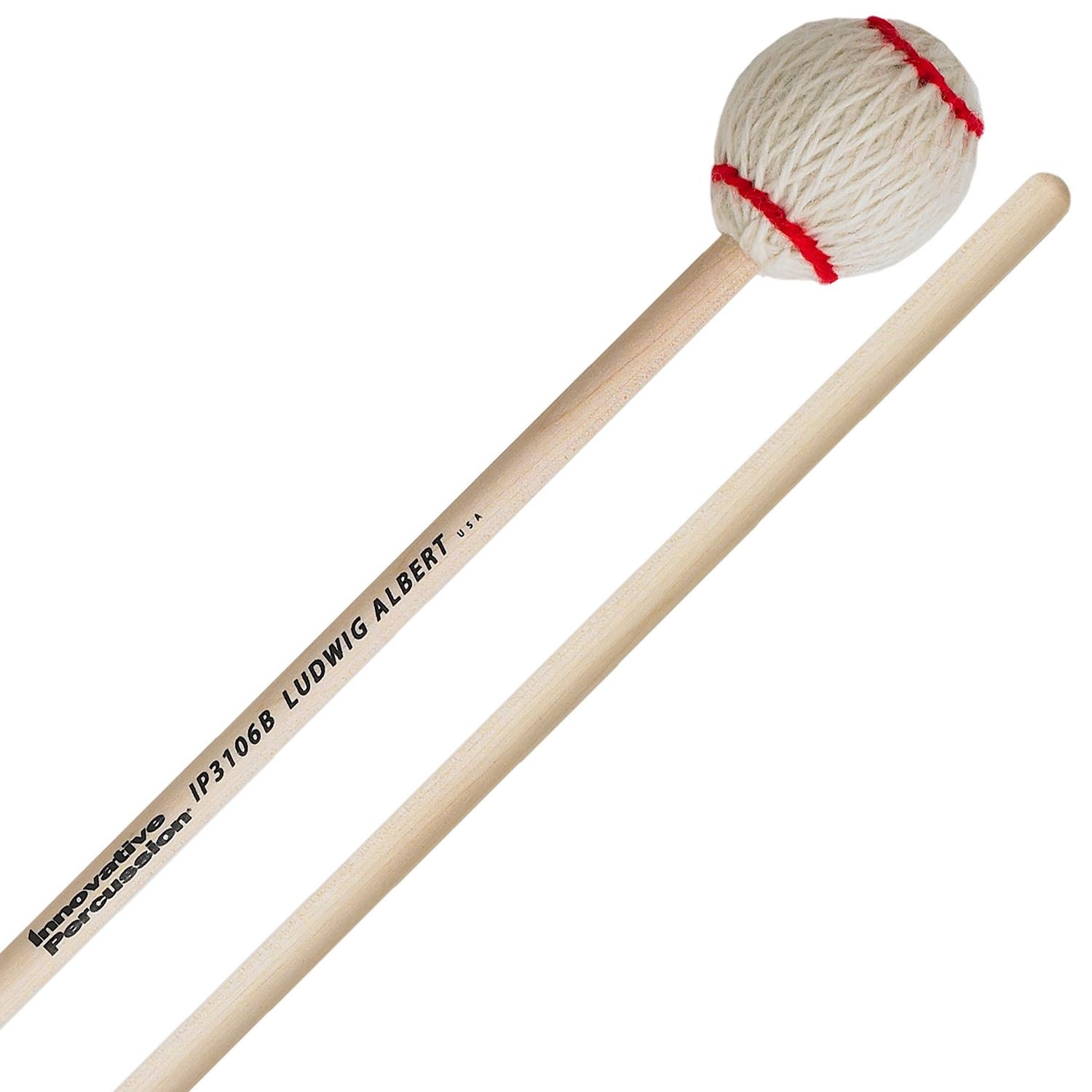 IP MEDIUM HARD MARIMBA MALLETS - OFF-WHITE YARN - BIRCH