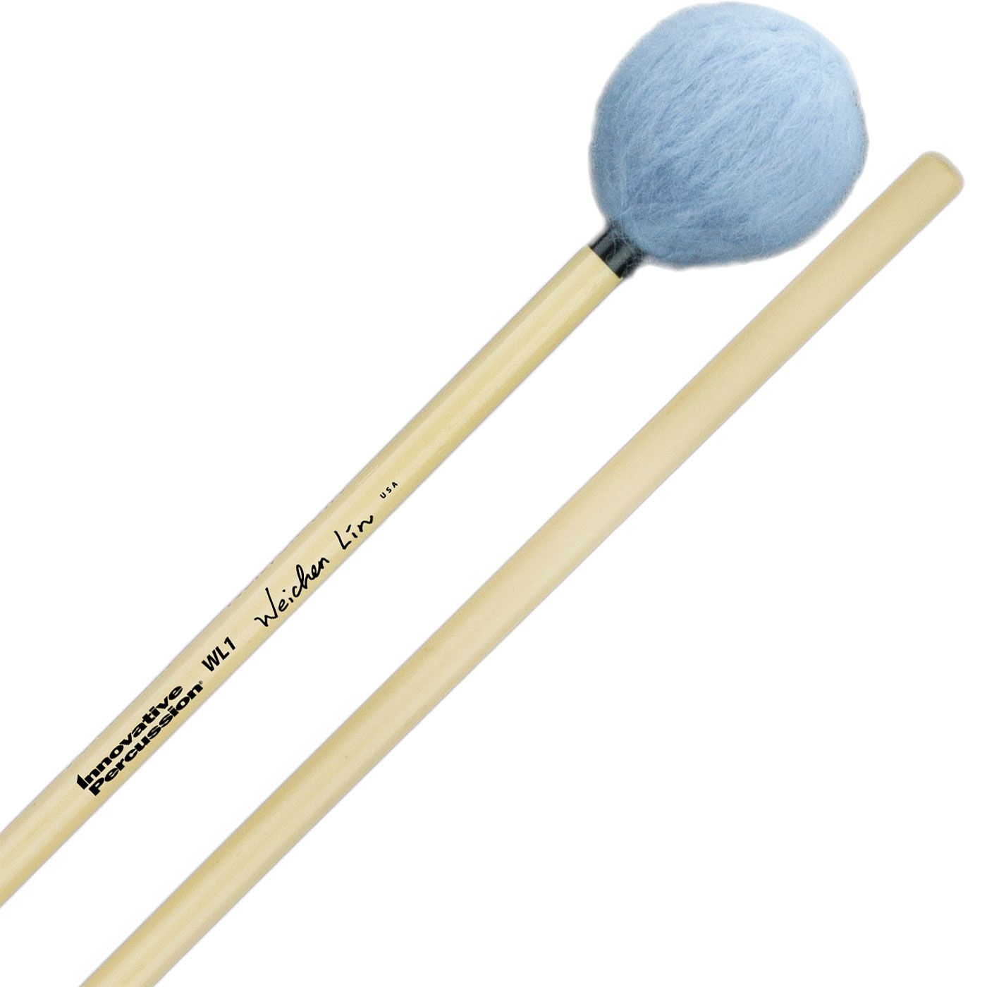 IP BASS MARIMBA MALLETS - SKY BLUE YARN - RATTAN