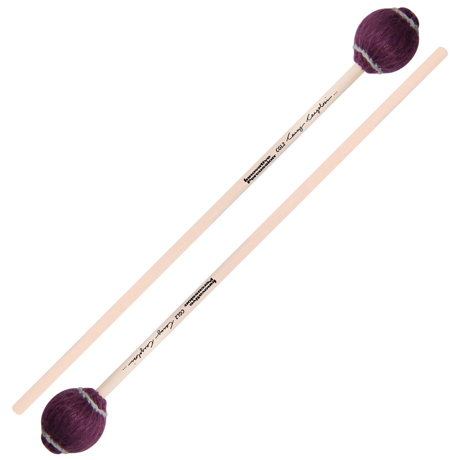IP RICH ARTICULATE BASS MARIMBA MALLETS - DARK PURPLE YARN - BIRCH