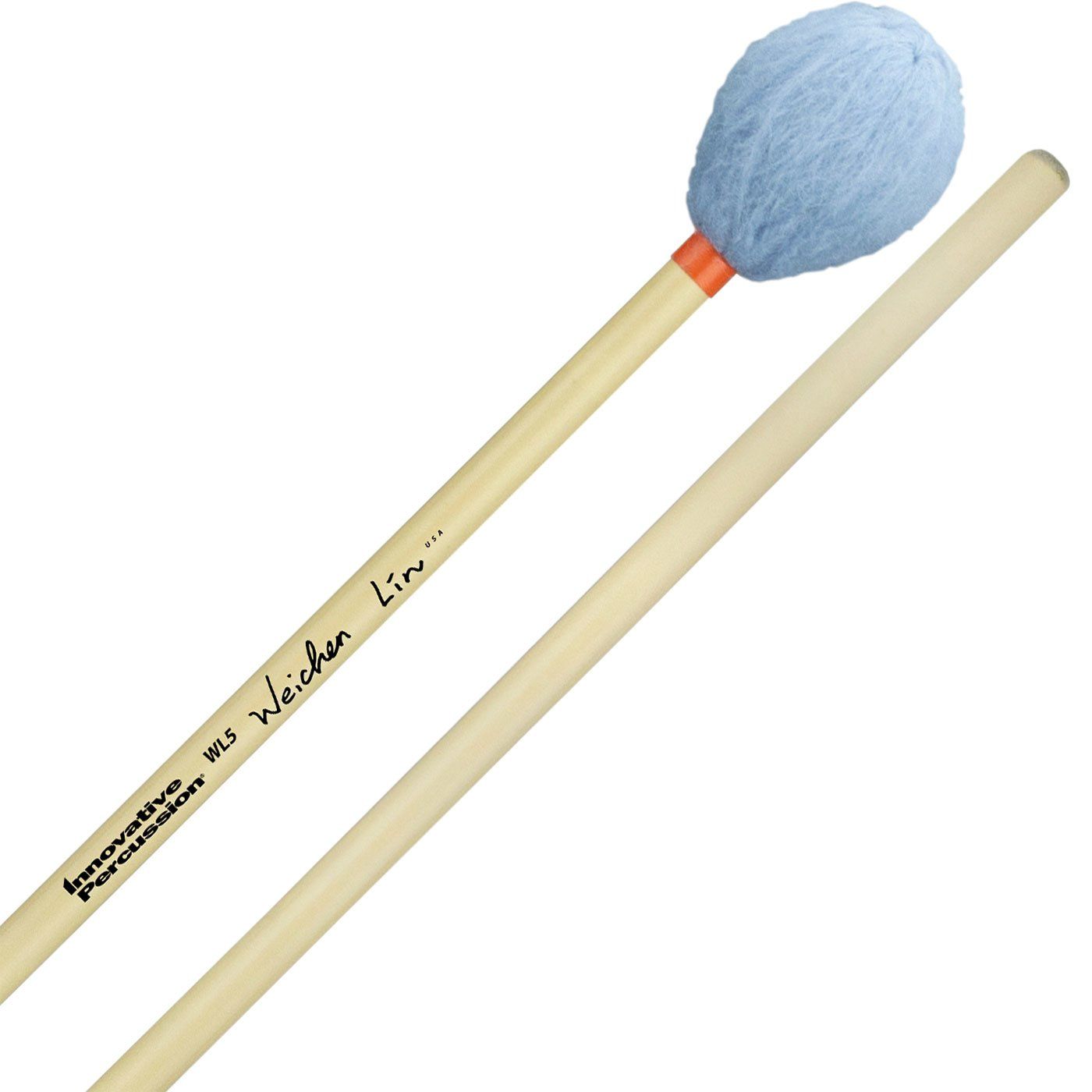 IP MEDIUM HARD MARIMBA MALLETS - SKY BLUE YARN - RATTAN