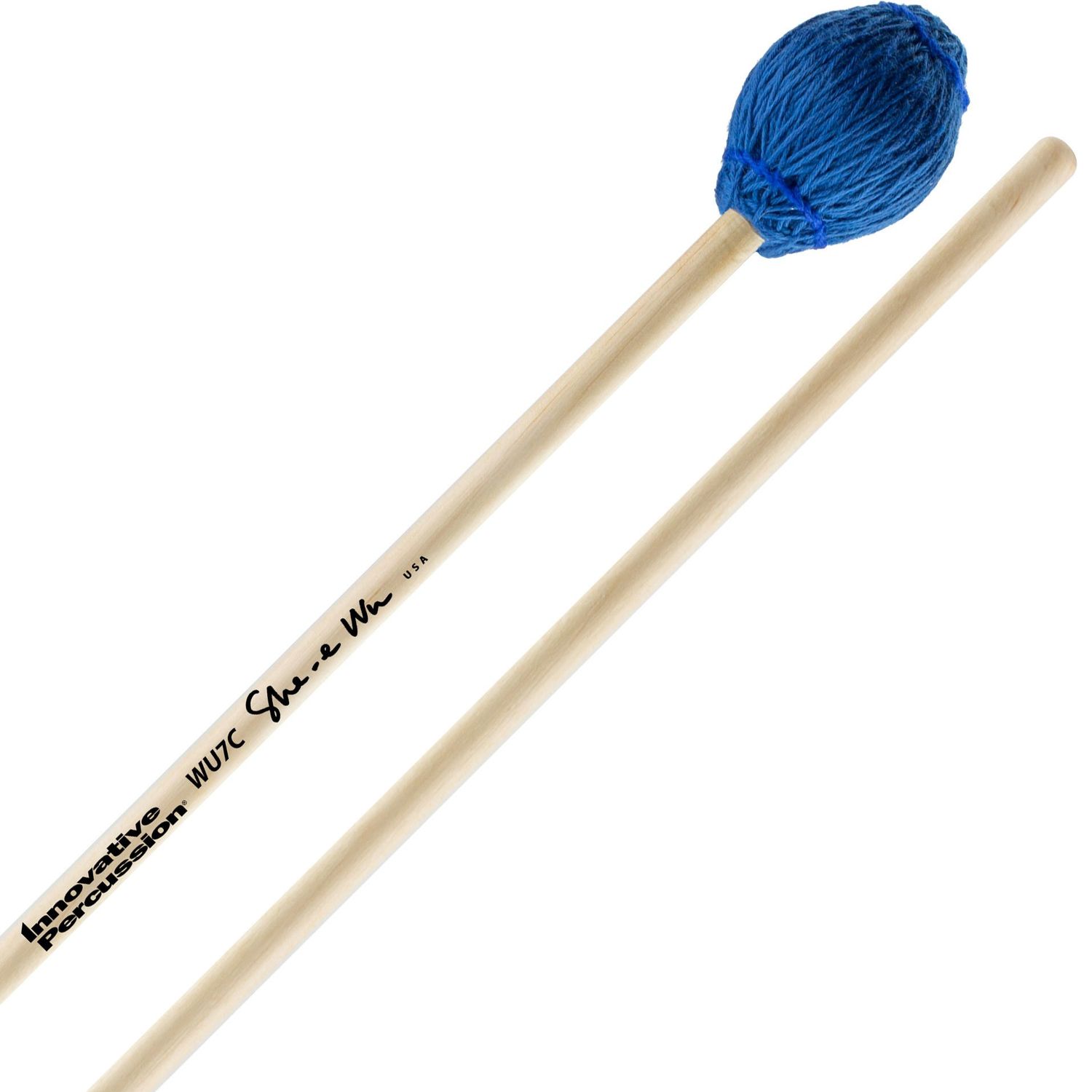 IP EXTREMELY HARD CONCERTO MARIMBA MALLETS - ELECTRIC BLUE BAMBOO CORD - BIRCH