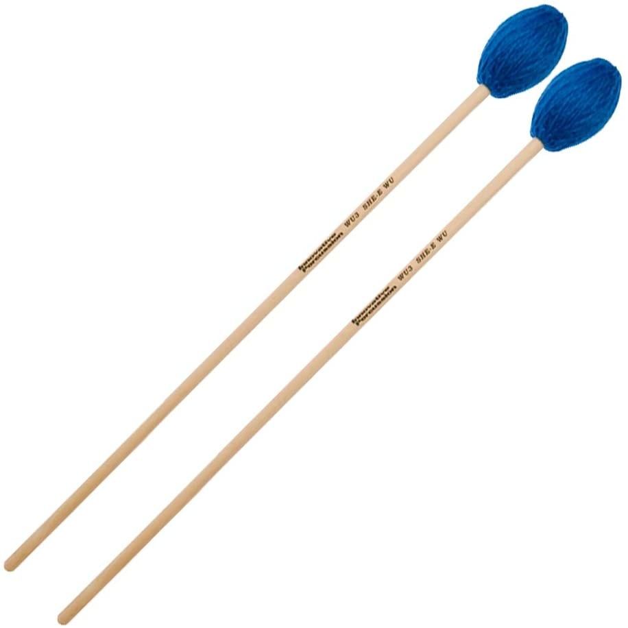 IP MEDIUM MARIMBA MALLETS - ELECTRIC BLUE YARN - BIRCH