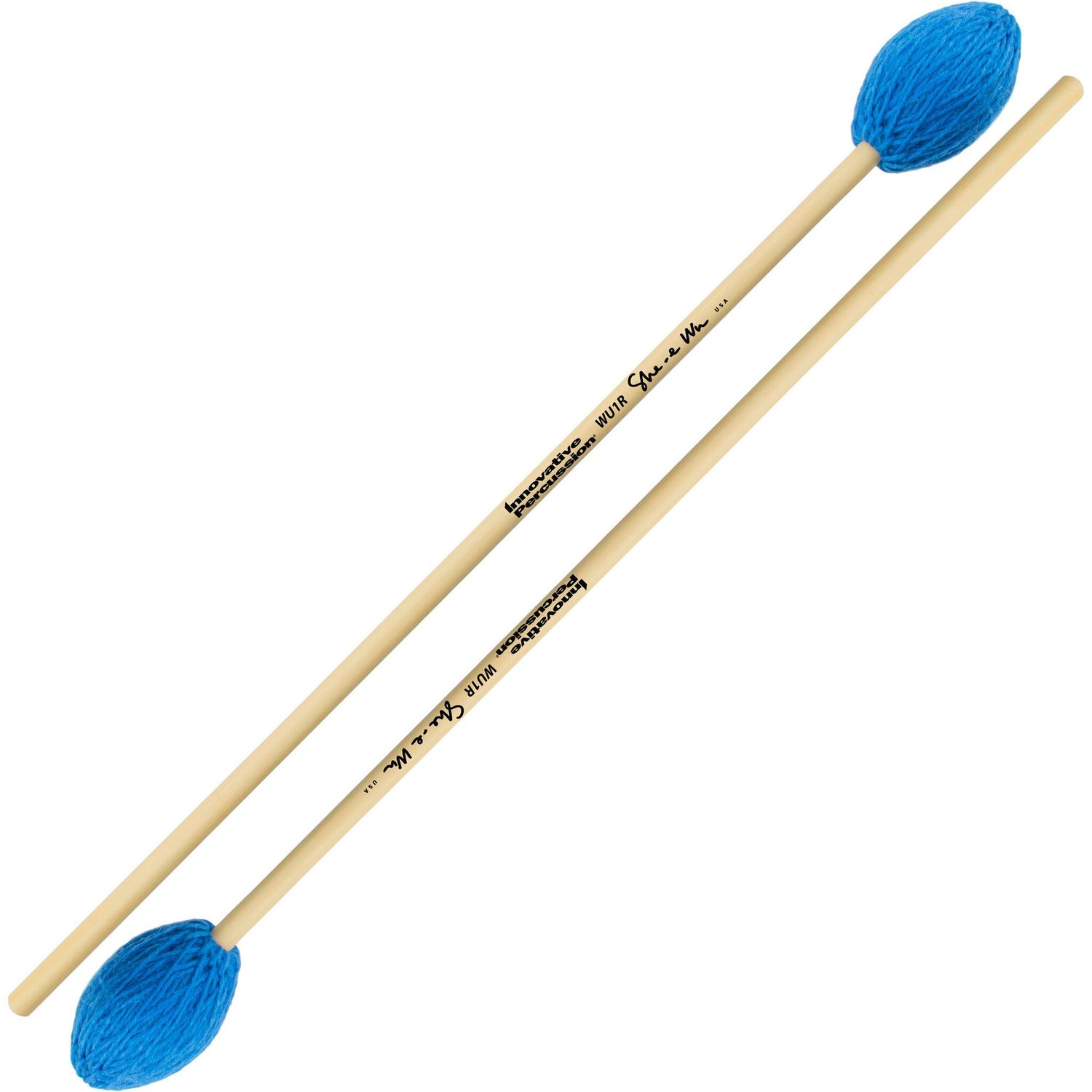 IP SOFT MARIMBA MALLETS - ELECTRIC BLUE YARN - RATTAN