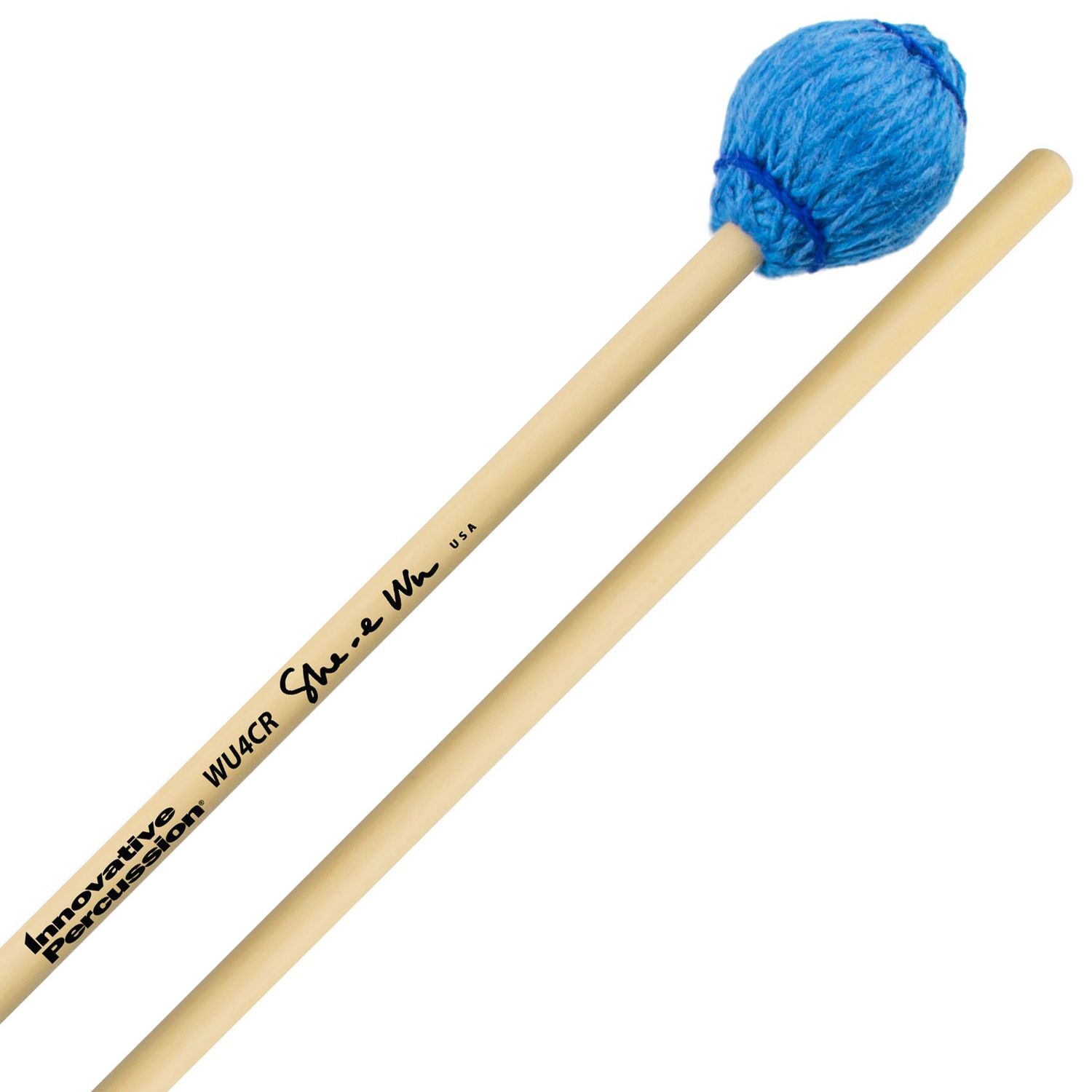 IP MEDIUM HARD CONCERTO MARIMBA MALLETS - ELECTRIC BLUE BAMBOO CORD - RATTAN