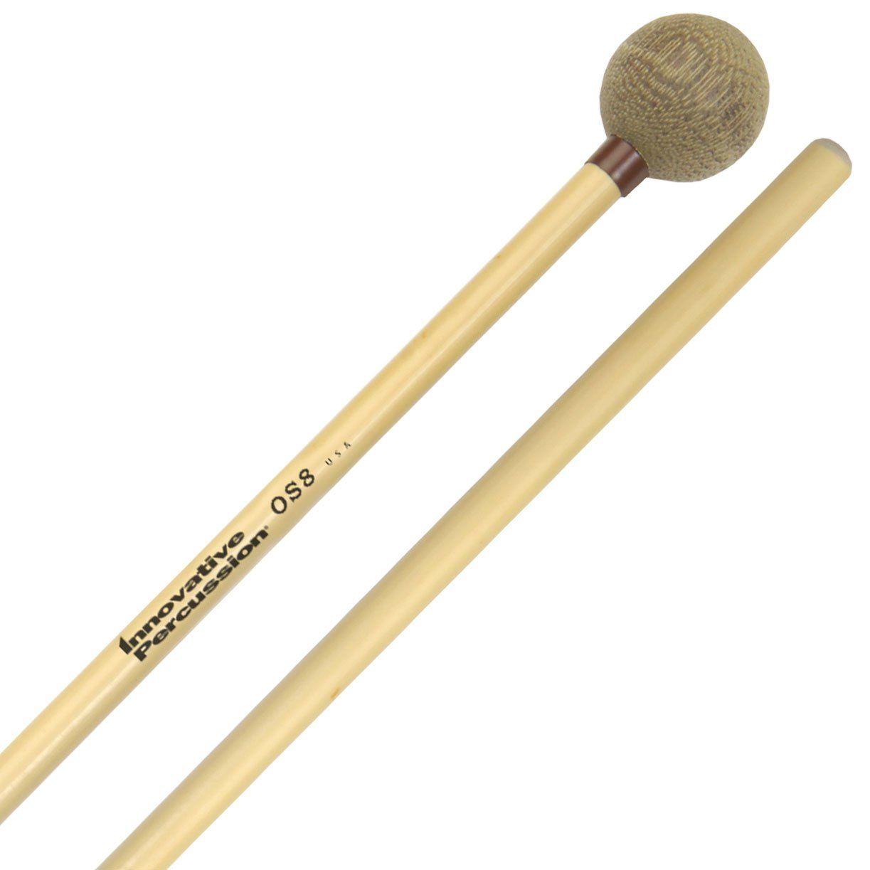 IP LARGE GLOCKENSPIEL/XYLOPHONE MALLETS, EXTREMEMLY BRIGHT - 1-1/8&quot; LINEN PHENOLIC / BROWN TAPE - RATTAN
