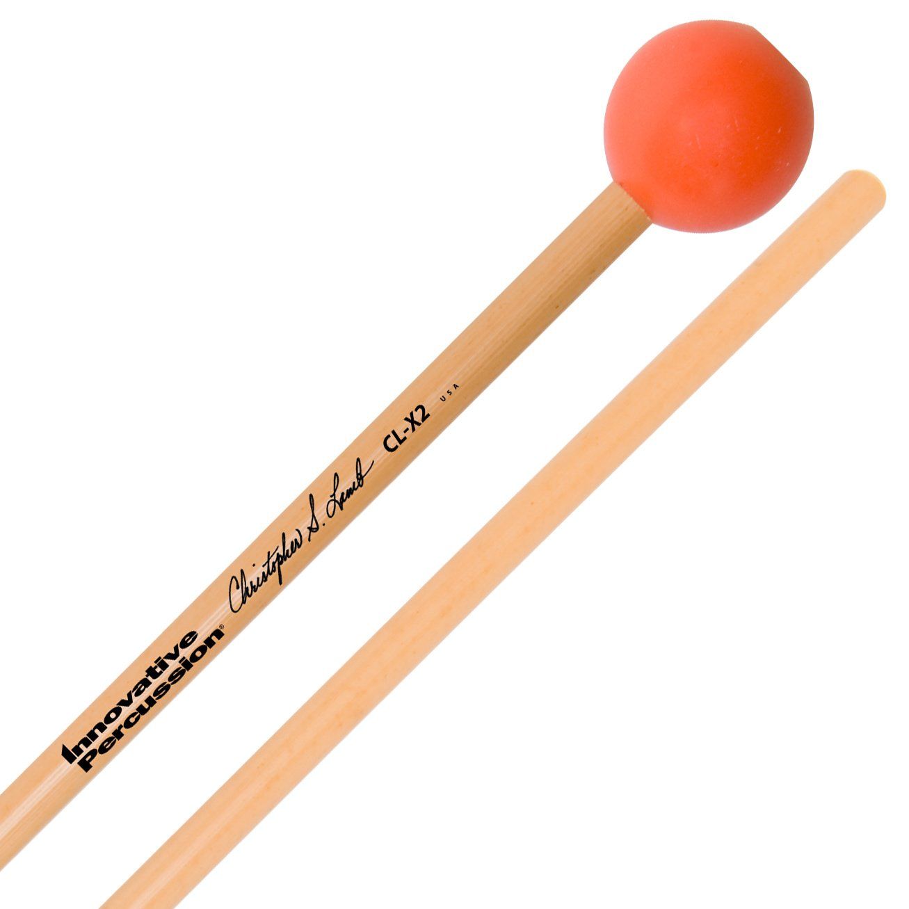 IP MEDIUM DARK XYLOPHONE MALLETS - 1&quot; SYNTHETIC TOP-WEIGHTED - ORANGE - RATTAN