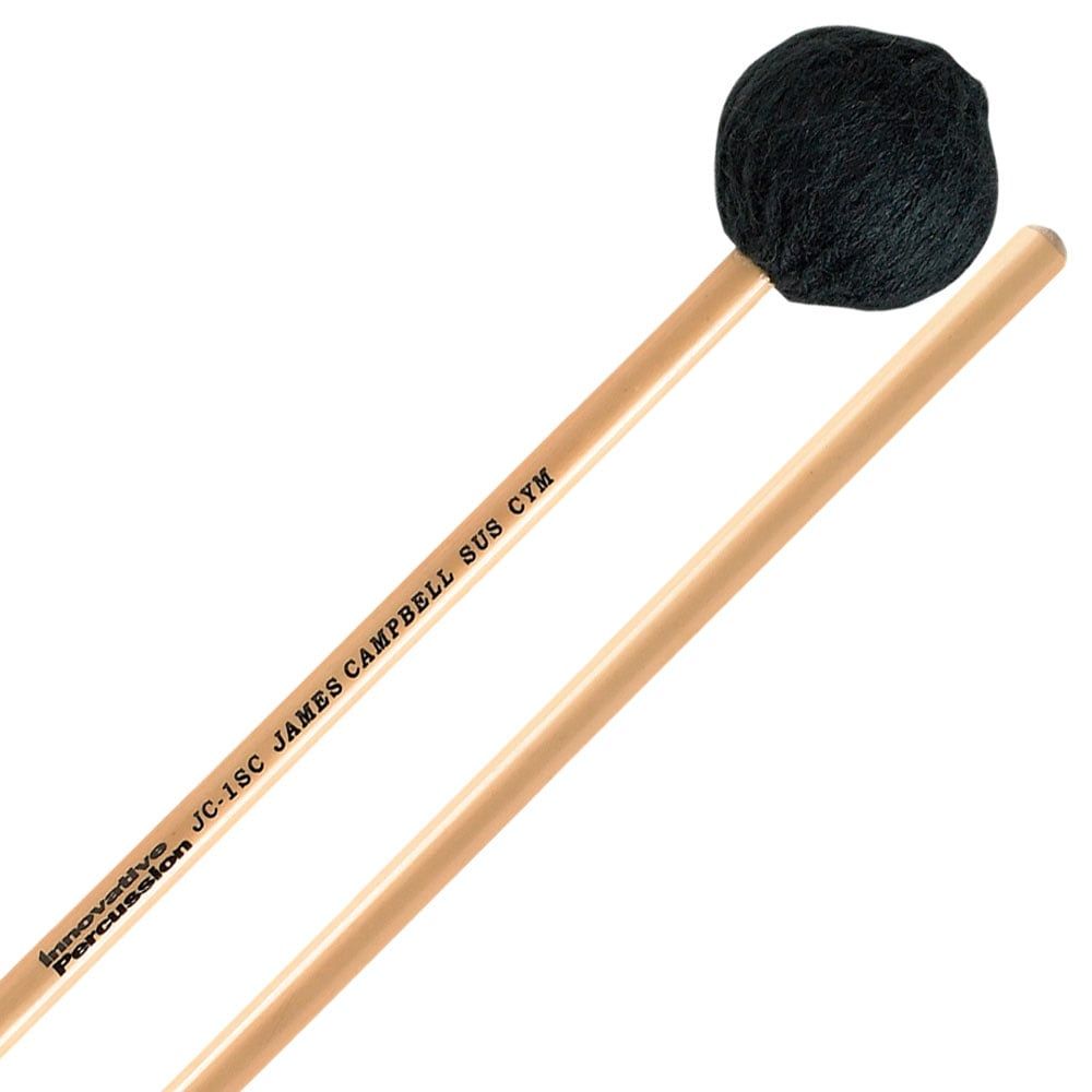 IP JAMES CAMPBELL SOFT SUSPENDED CYMBAL MALLET - DARK GREEN YARN - RATTAN