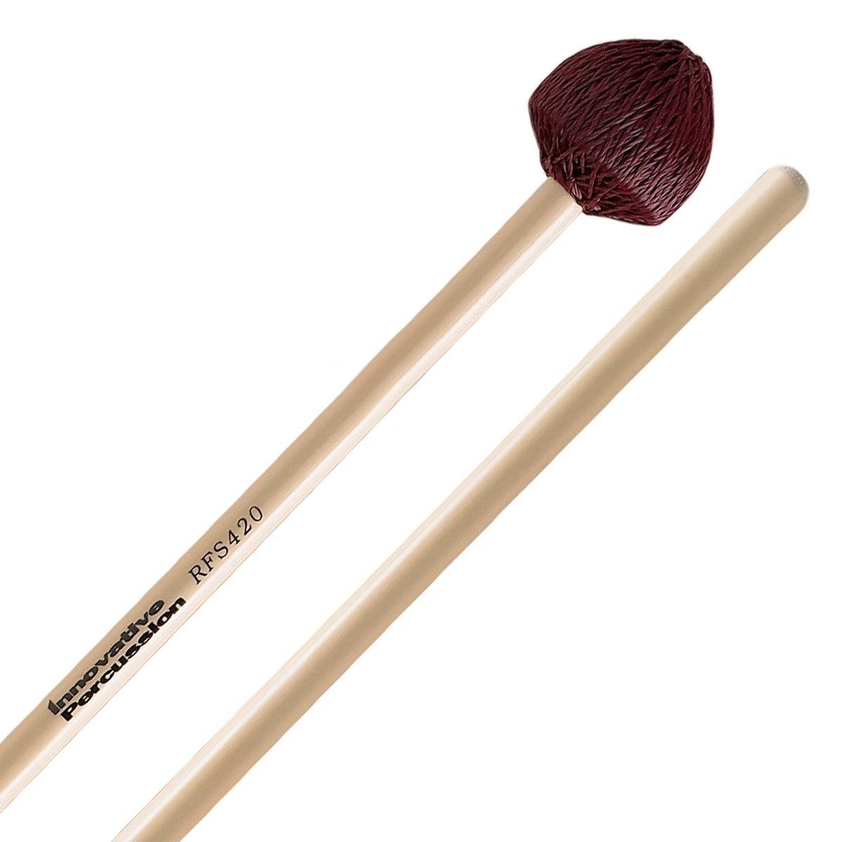 IP HARD VIBRAPHONE MALLETS - BURGUNDY CORD - RATTAN