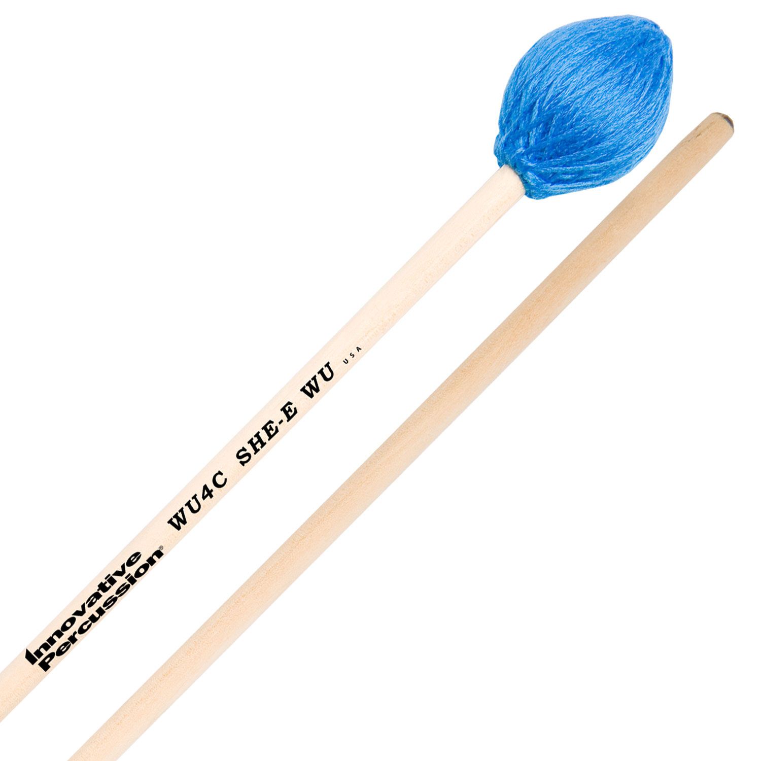 IP HARD MARIMBA MALLETS - ELECTRIC BLUE YARN - BIRCH
