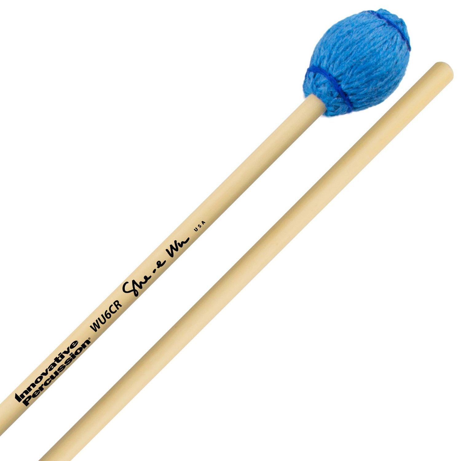 IP VERY HARD CONCERTO MARIMBA MALLETS - ELECTRIC BLUE BAMBOO CORD - RATTAN