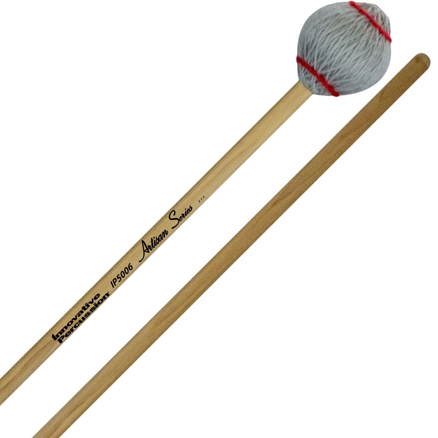 IP VERY HARD MARIMBA MALLETS - LIGHT GRAY YARN - CEDAR