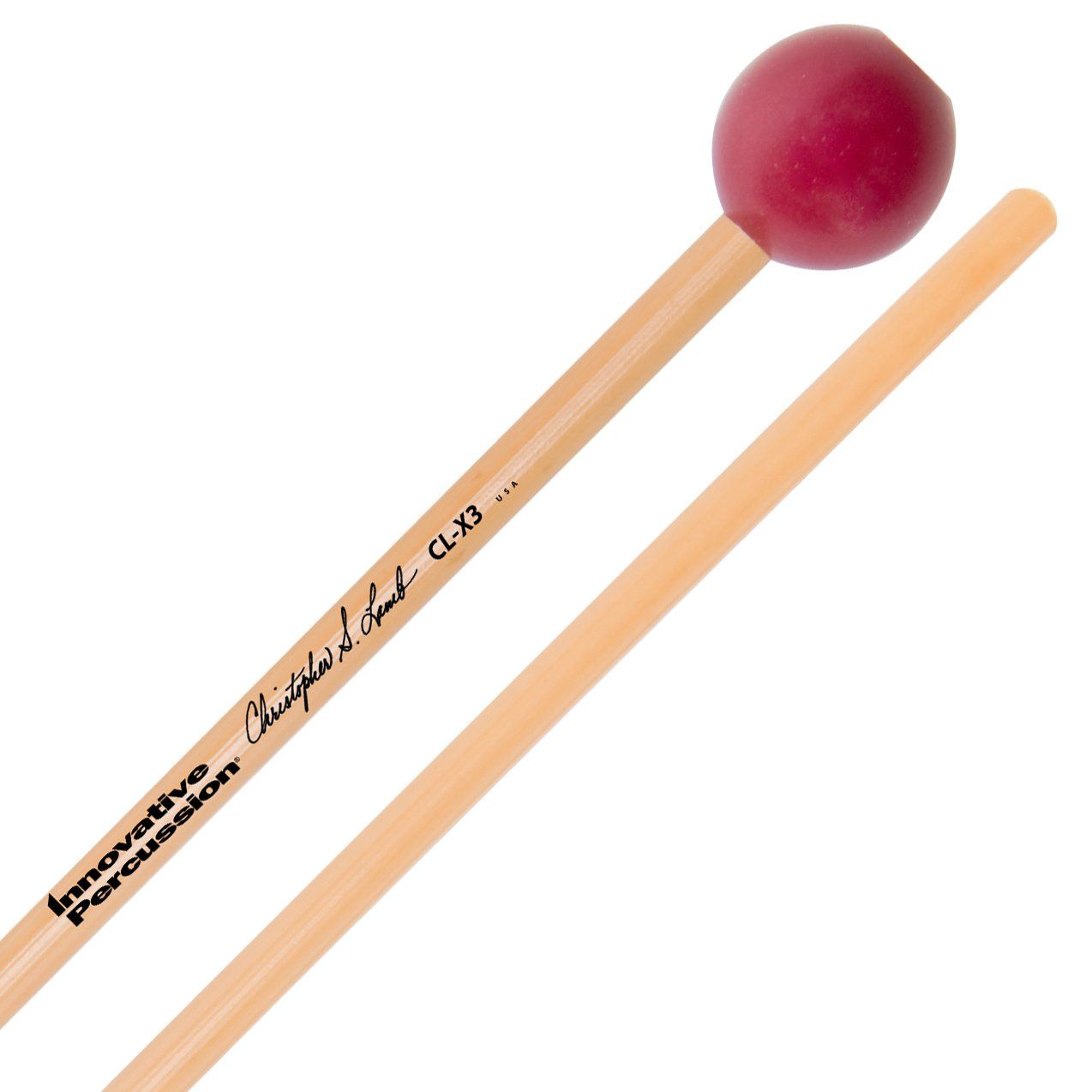 IP HARD XYLOPHONE MALLETS - 1&quot; SYNTHETIC TOP-WEIGHTED - BURGUNDY - RATTAN