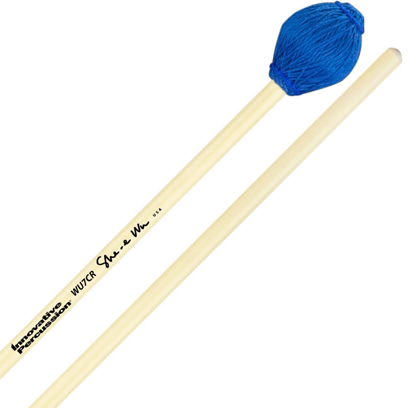 IP EXTREMELY HARD CONCERTO MARIMBA MALLETS - ELECTRIC BLUE BAMBOO CORD - RATTAN