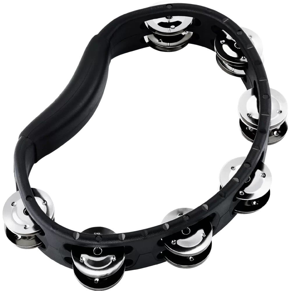 Meinl 2 Row, hand held Tambourine, stainless steel jingles, black
