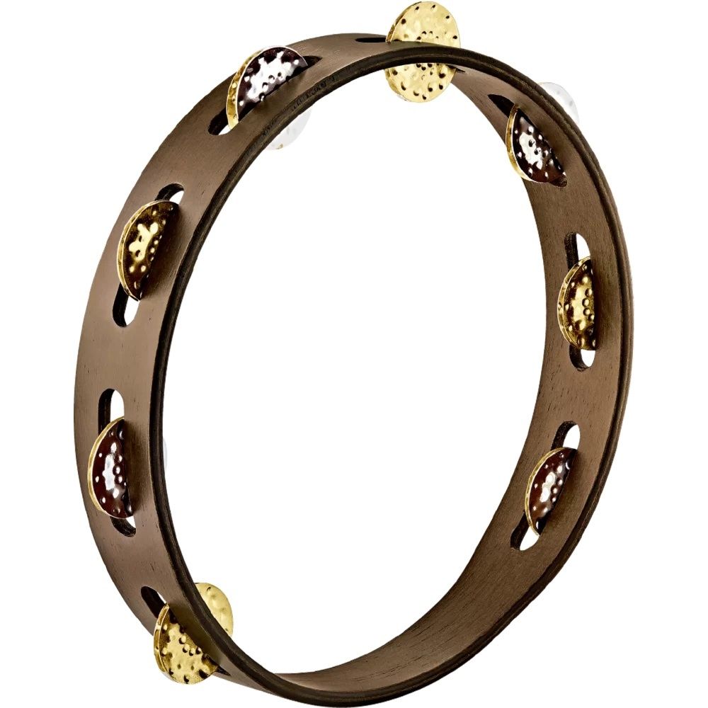 Meinl 1 Row, Tambourine hammered brass/hammered nickel plated steel jingles, walnut brown