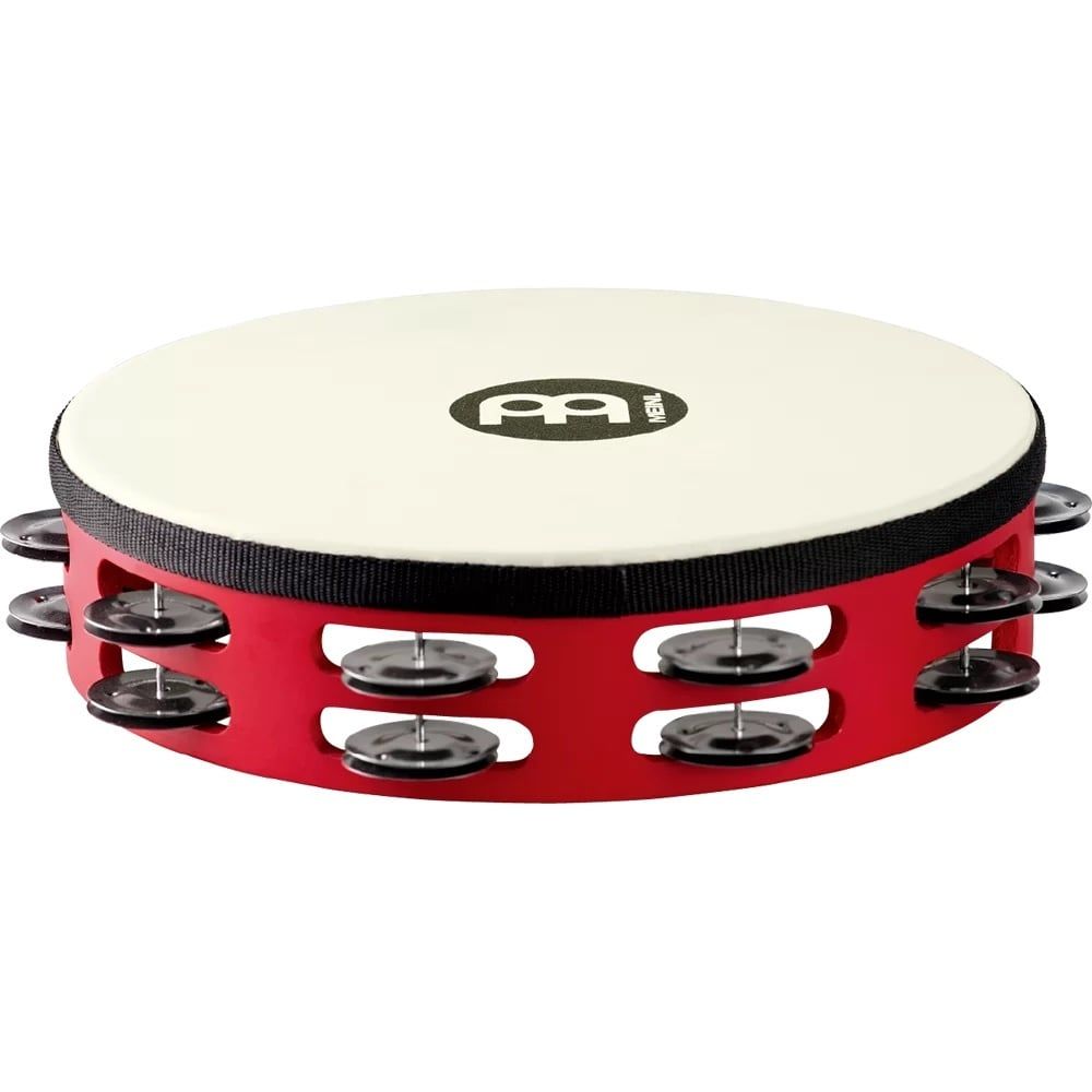 Meinl 2 Row, Tambourine black plated steel jingles, red