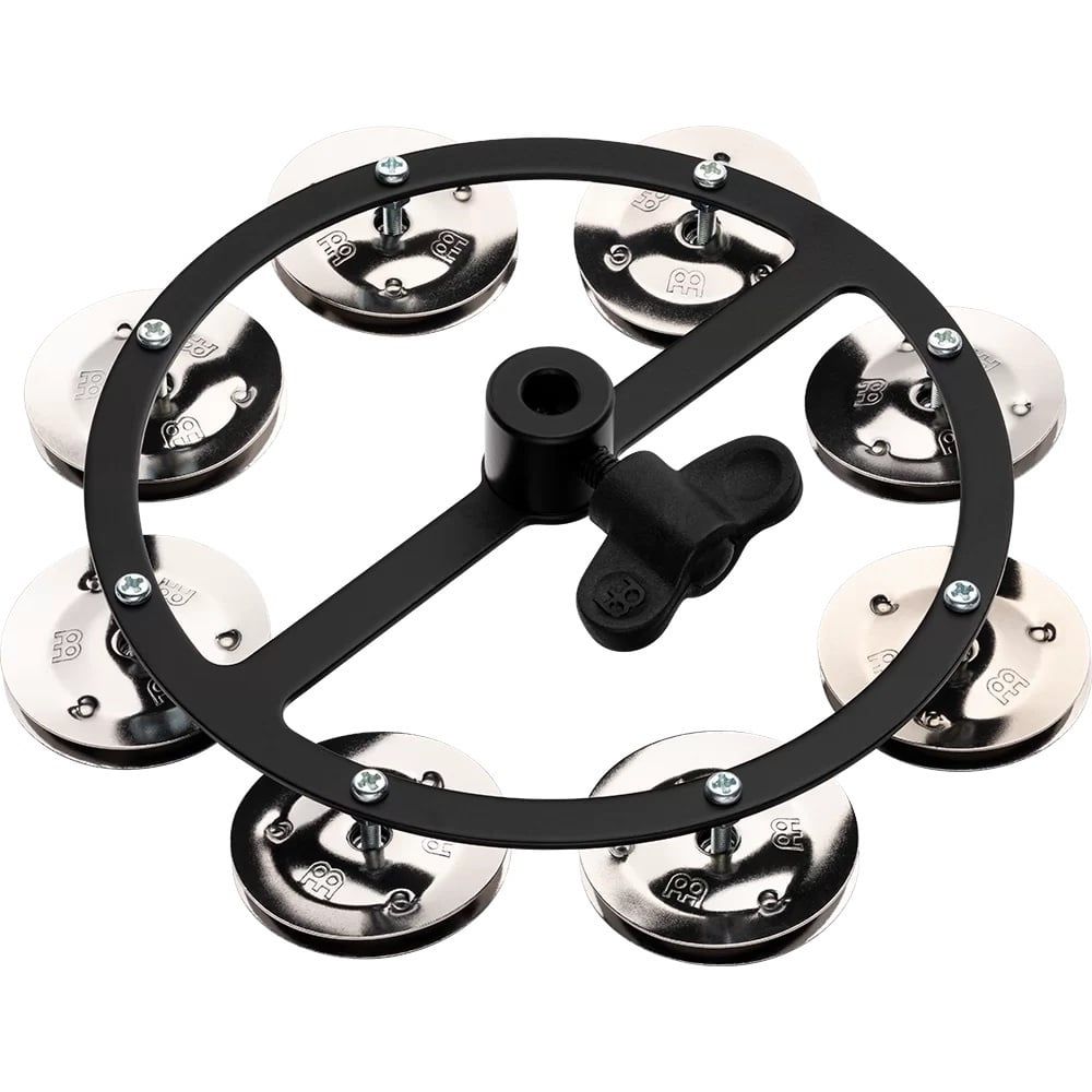 Meinl hihat tambourine, single row, stainless steel jingles, black
