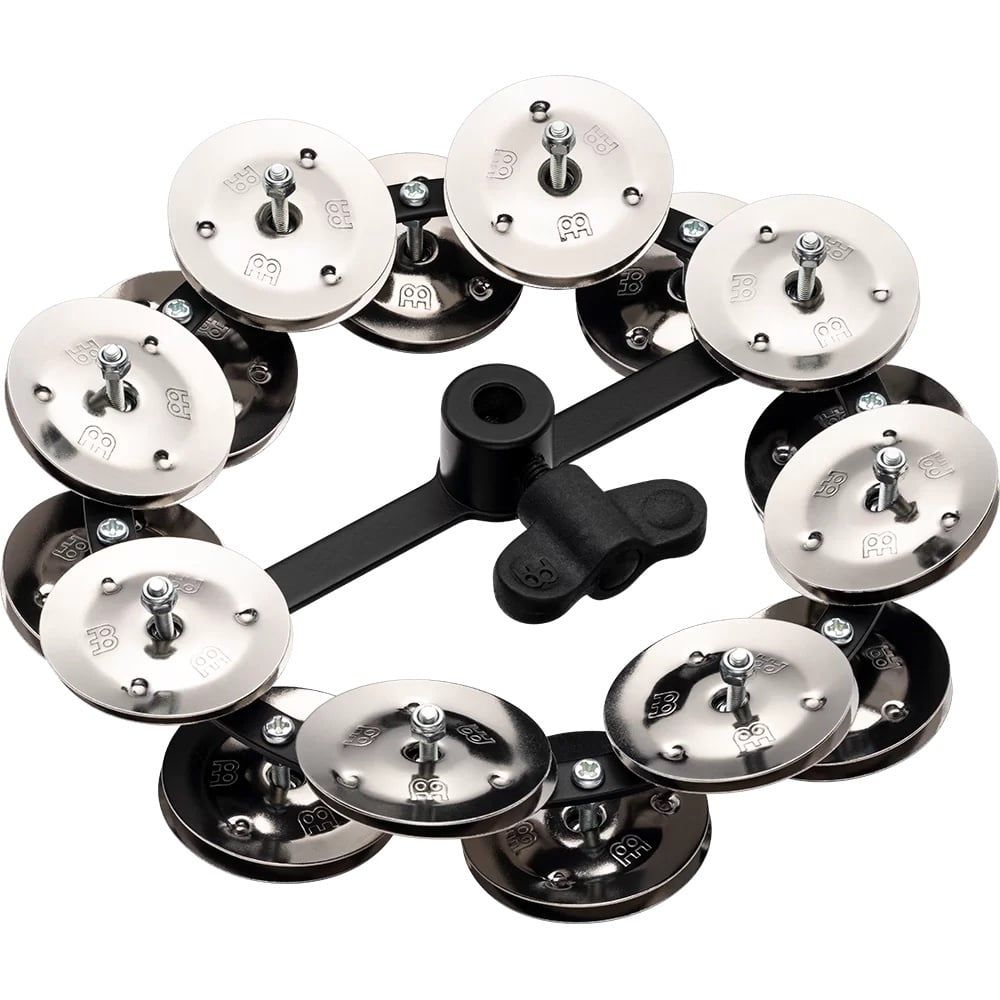 Meinl hihat tambourine, double row, stainless steel jingles, black