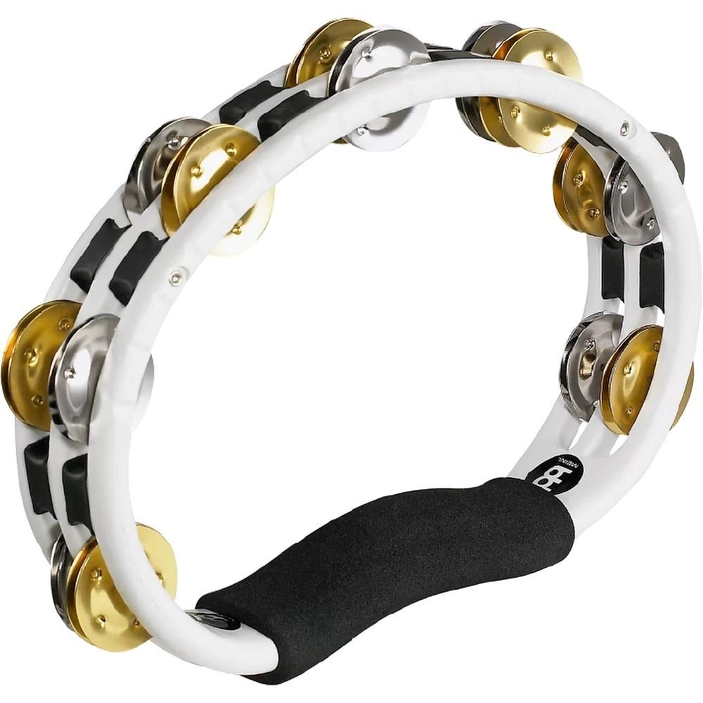 Meinl hand held Tambourine, dual alloy jingles, white