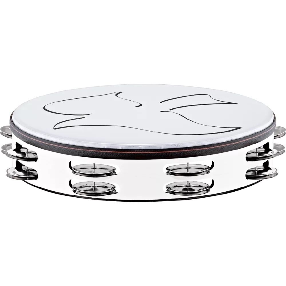 Meinl 2 Row, Tambourine nickel plated steel jingles, dove visual