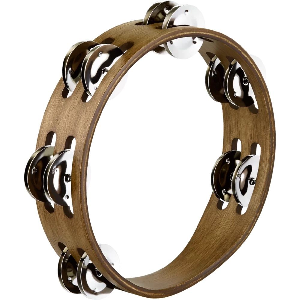 Meinl 2 Row Tambourine, stainless steel jingles, walnut brown