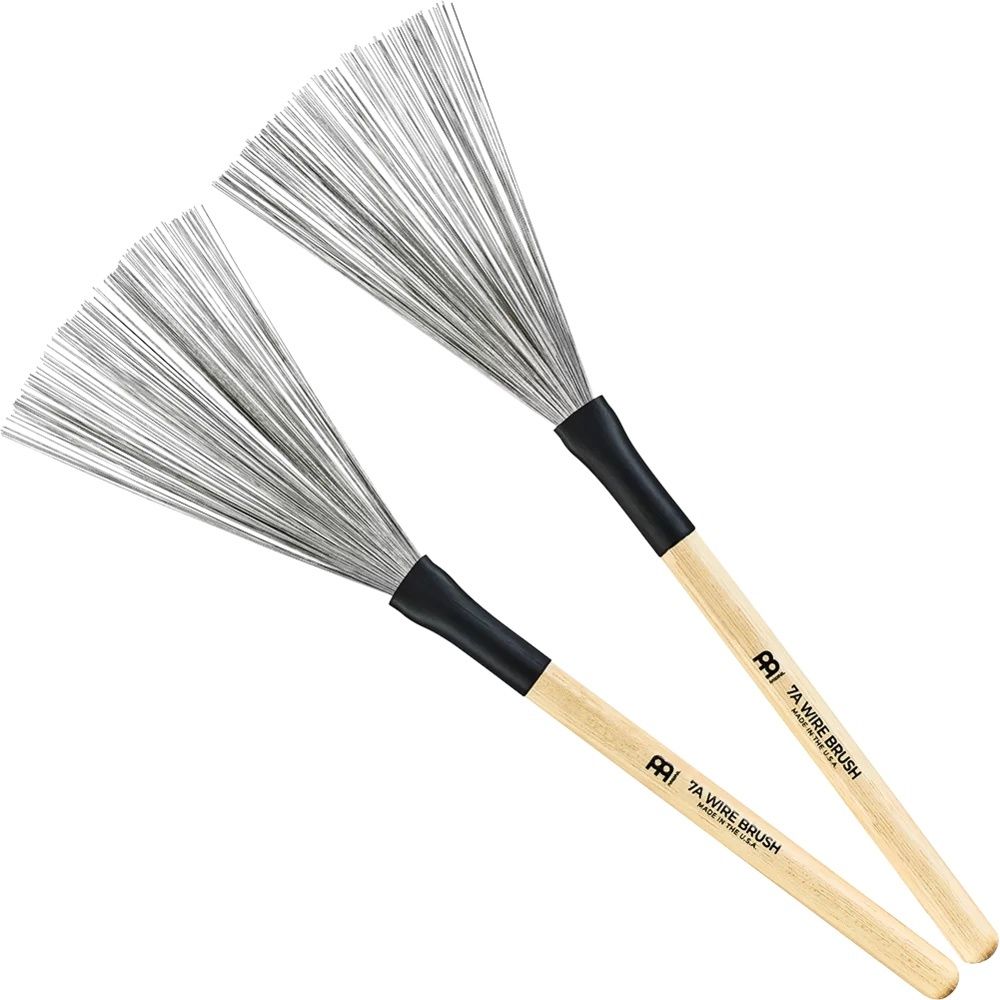 Meinl 7a fixed wire brush, wood handle, pair