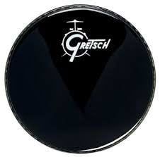Gretsch Ebony Bass Drum Head, 12:00 Logo