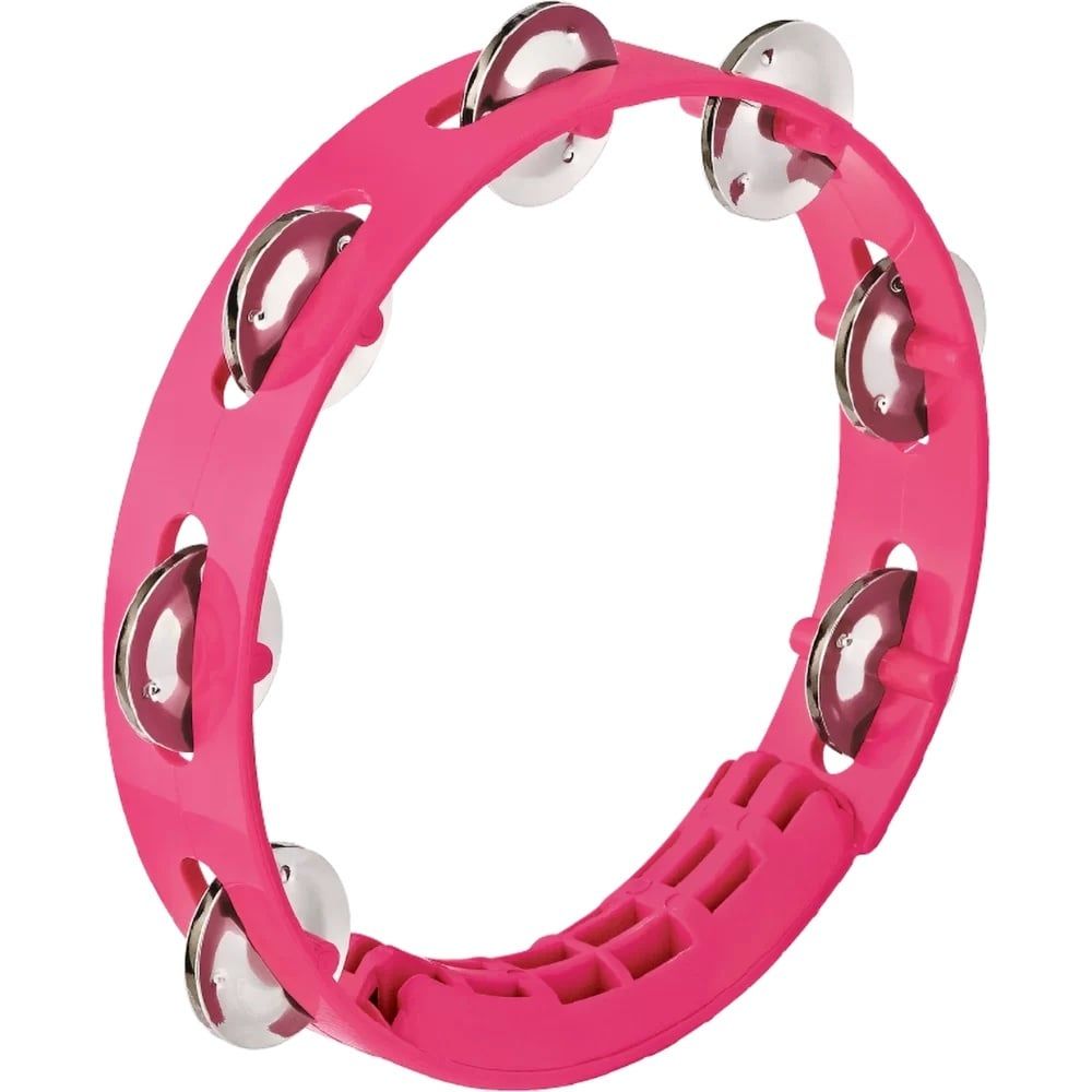 NINO® Compact ABS Tambourine 8&quot;, 1 row, stainless steel jingles, strawberry pink