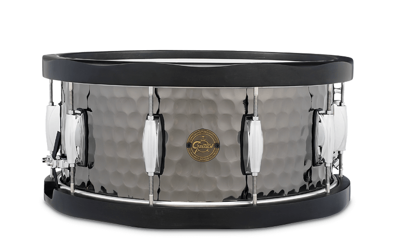 Gretsch Full Range 6.5X14 Hammered Black Steel Snare Drum w/ Wood Hoops