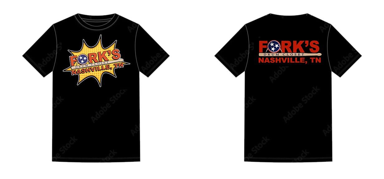 Fork’s T-Shirt - Black, Comic Book Logo