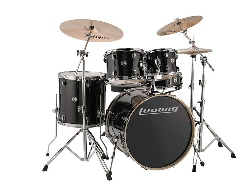 Ludwig Element Evolution 5-Piece Drum Set w/ Zildjian I Cymbals, “Black Sparkle” (10,12,16,22,5x14)