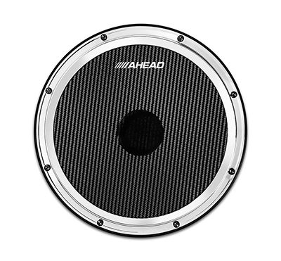 Ahead 14&quot; Black/CHROME S-Hoop Marching Pad with Snare Sound (Black Carbon Fiber)