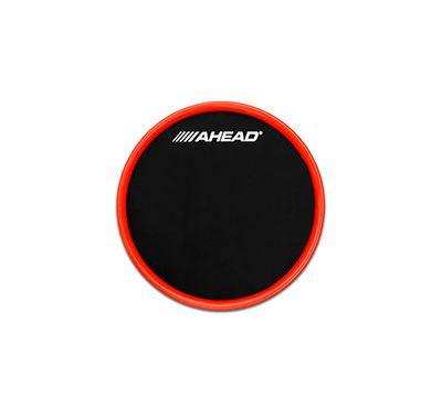 Ahead 6&quot; Stick-On Compact Practice Pad,Tacky Gel Back, Black w/ Red Rim, Practice on Any Flat Surface, Gum Rubber