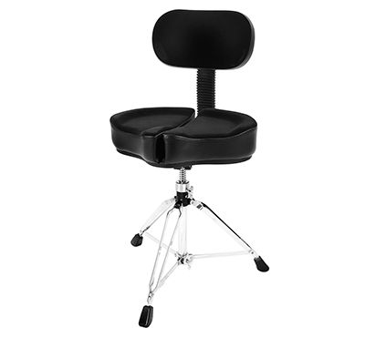 Ahead SPG-BBR 18&quot; Spinal G Saddle w/ Back Rest, Black Cloth Top/Black Sides, 3 Leg Base, 18&quot; to 24&quot; Adjustment Height