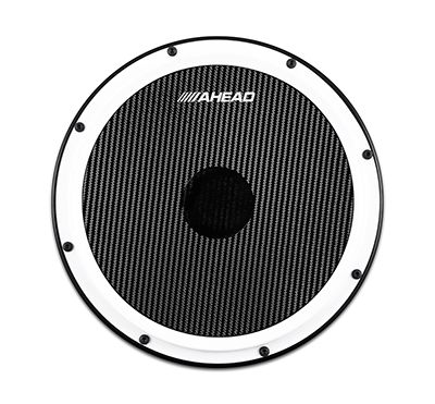 Ahead 14&quot; White/Black S-Hoop Marching Pad with Snare Sound (Black Carbon Fiber)